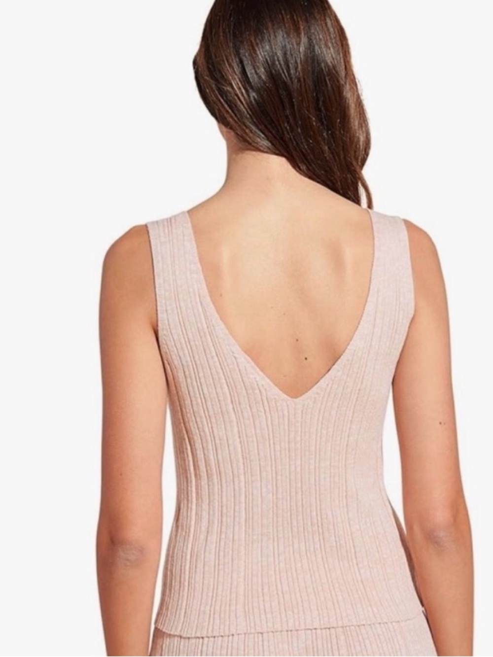 NWT Eberjey Infinite V-Neck Ribbed
Sweater Tank Peach Size M - Picture 3 of 6